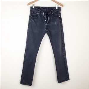 501 LEVI JEANS /Distressed Black Denim/ waist 30/